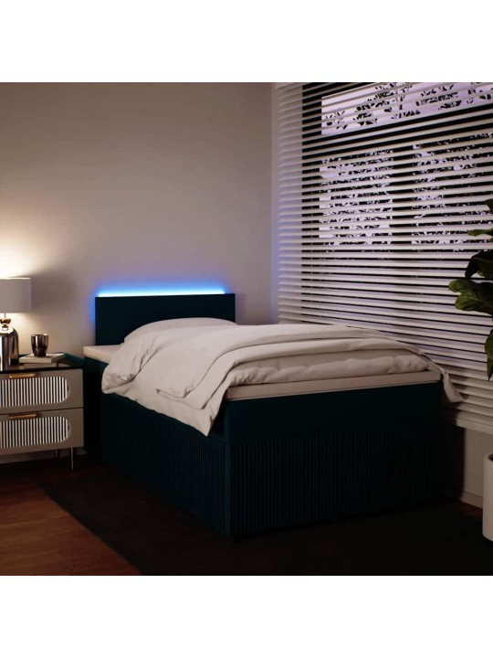 Box spring postel s matrací modrá 120 x 190 cm samet