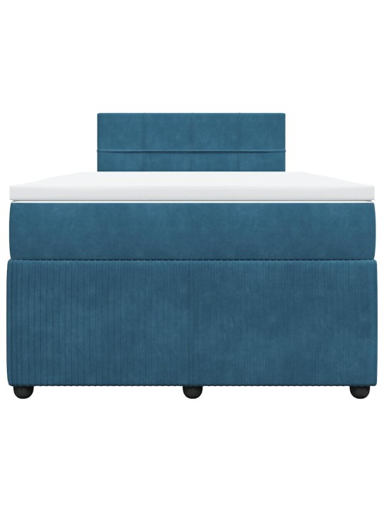 Box spring postel s matrací modrá 120 x 190 cm samet
