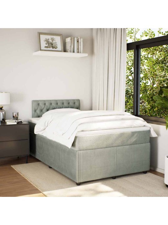 Box spring postel s matrací světle šedá 120x190 cm samet