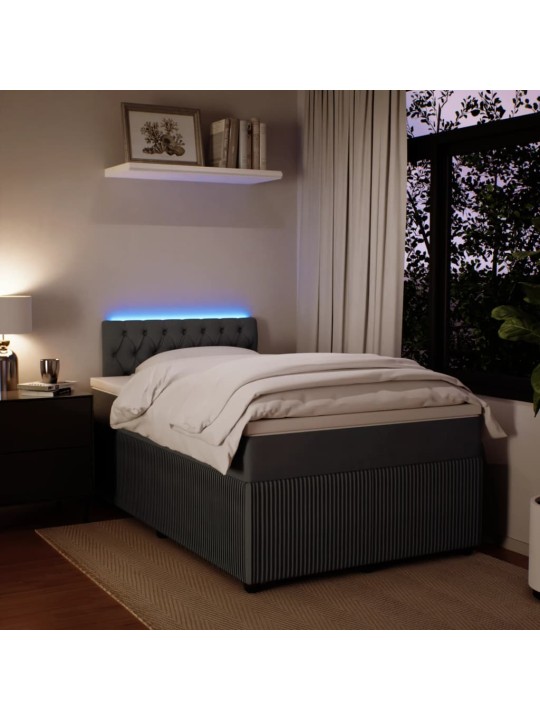Box spring postel s matrací tmavě šedý 120x190 cm samet