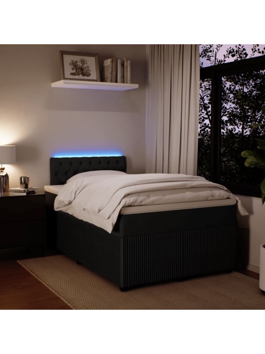 Box spring postel s matrací černá 120 x 190 cm samet