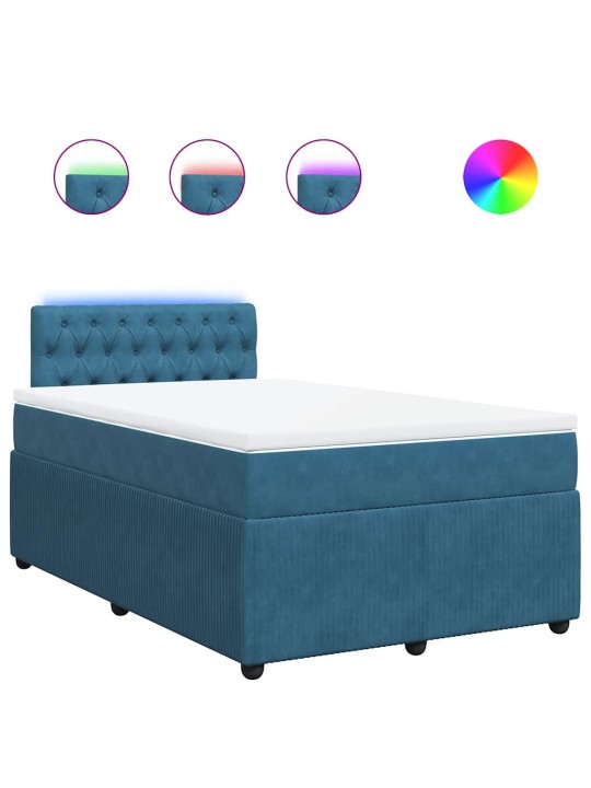 Box spring postel s matrací modrá 120 x 190 cm samet