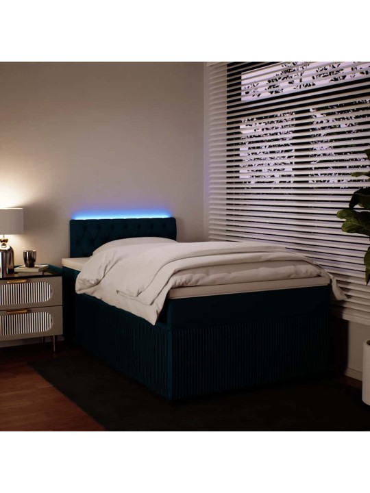 Box spring postel s matrací modrá 120 x 190 cm samet