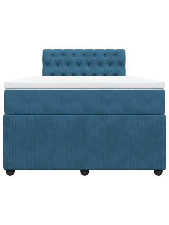 Box spring postel s matrací modrá 120 x 190 cm samet