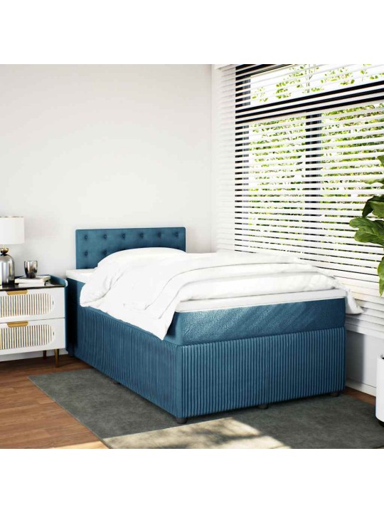 Box spring postel s matrací modrá 120 x 190 cm samet