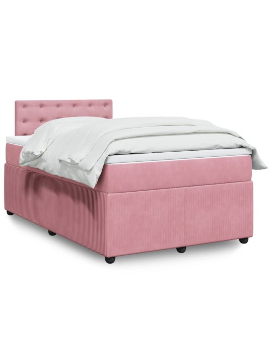 Box spring postel s matrací růžová 120x190 cm samet
