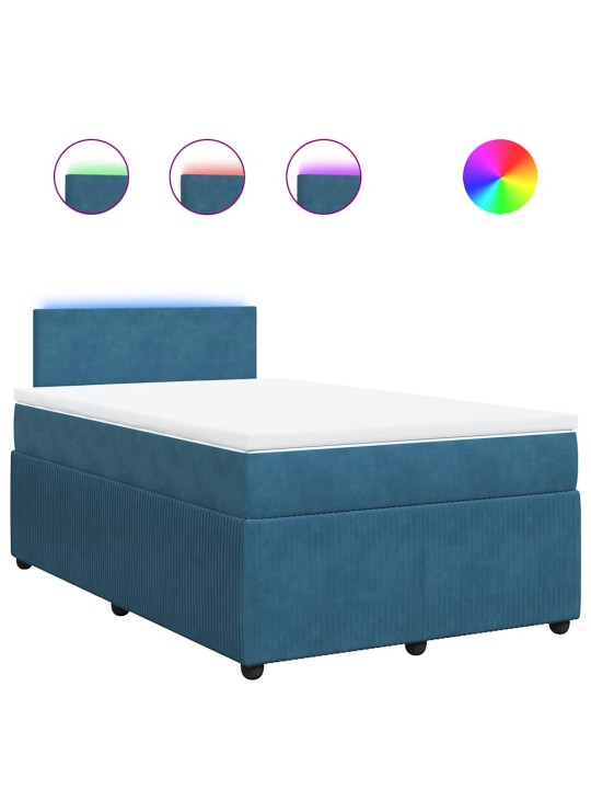 Box spring postel s matrací modrá 120 x 200 cm samet