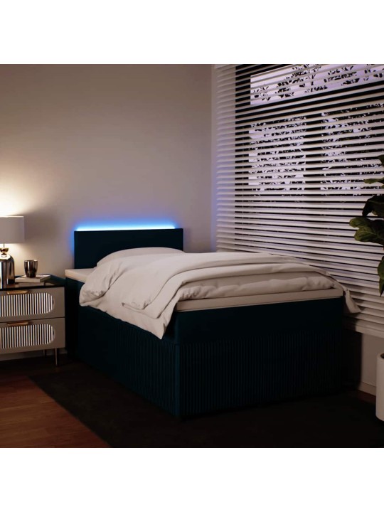 Box spring postel s matrací modrá 120 x 200 cm samet