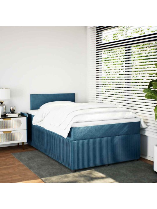 Box spring postel s matrací modrá 120 x 200 cm samet
