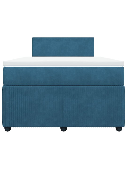 Box spring postel s matrací modrá 120 x 200 cm samet
