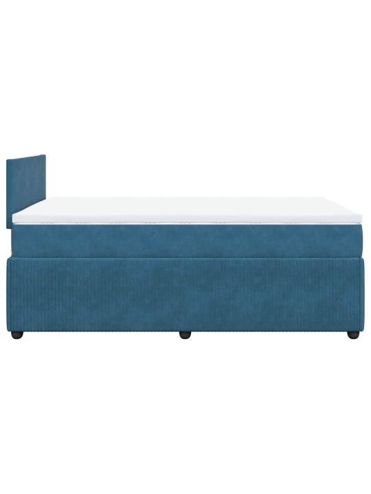 Box spring postel s matrací modrá 120 x 200 cm samet