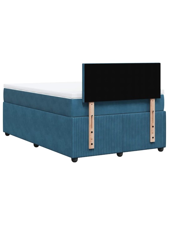 Box spring postel s matrací modrá 120 x 200 cm samet