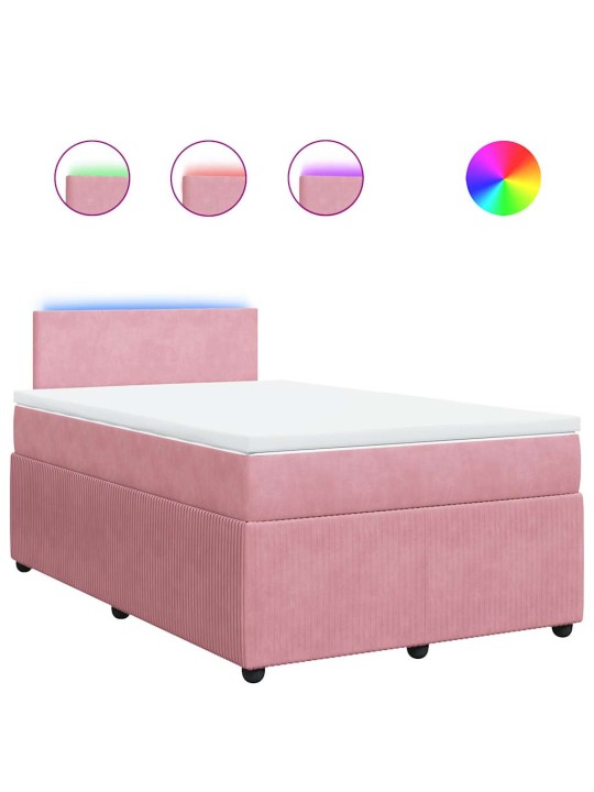 Box spring postel s matrací růžová 120 x 200 cm samet