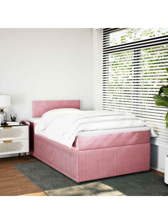 Box spring postel s matrací růžová 120 x 200 cm samet