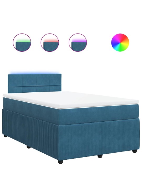 Box spring postel s matrací modrá 120 x 200 cm samet