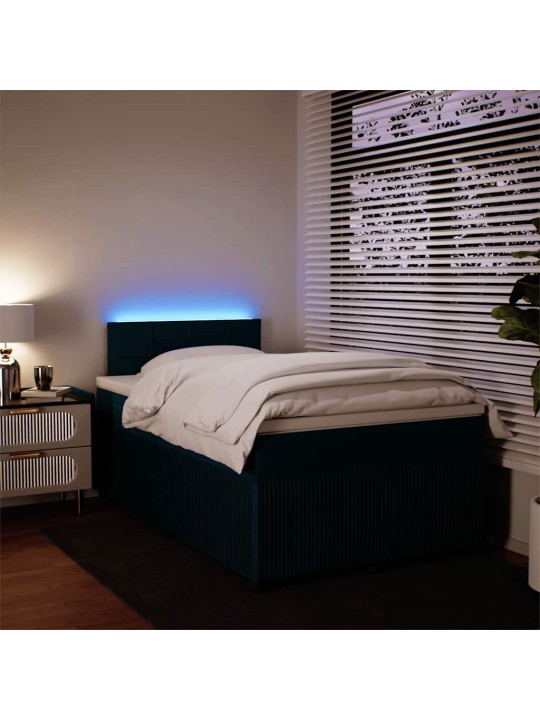 Box spring postel s matrací modrá 120 x 200 cm samet