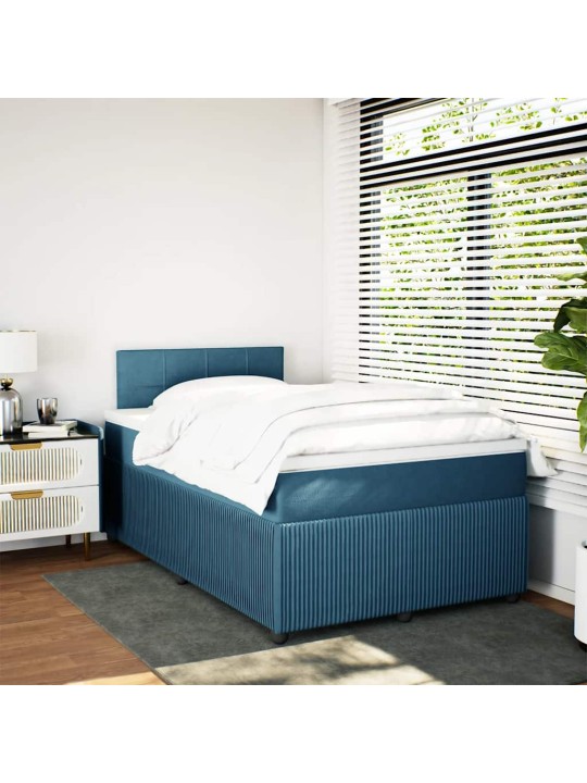 Box spring postel s matrací modrá 120 x 200 cm samet