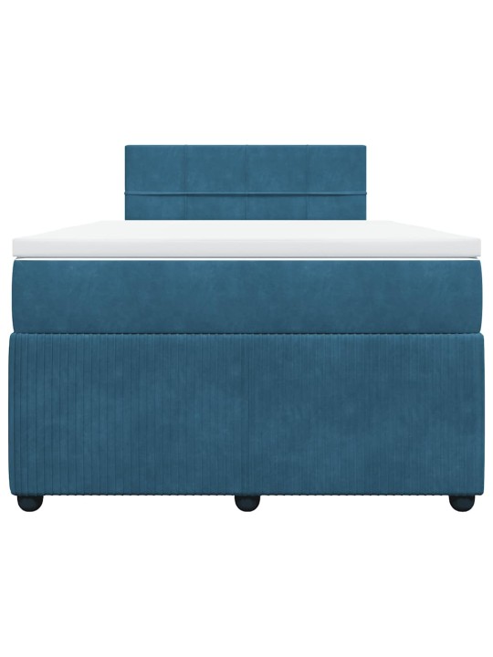 Box spring postel s matrací modrá 120 x 200 cm samet