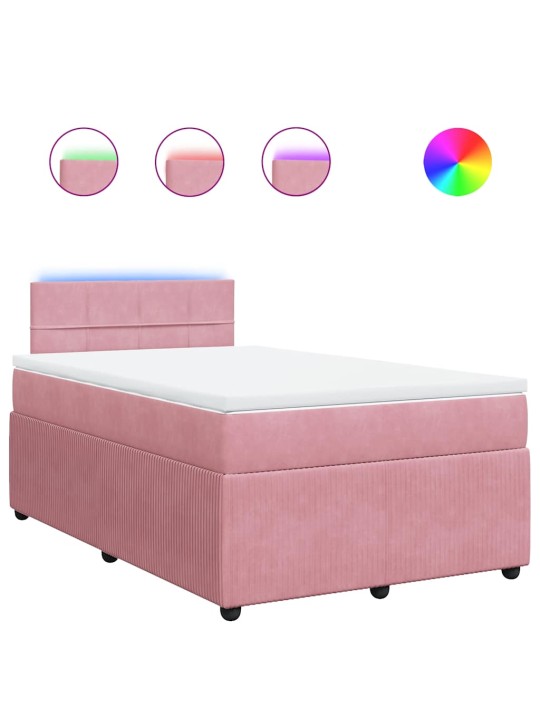 Box spring postel s matrací růžová 120 x 200 cm samet