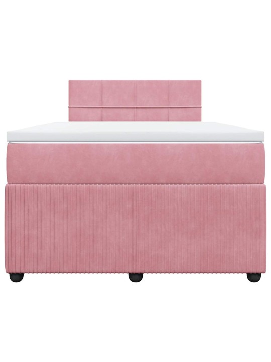 Box spring postel s matrací růžová 120 x 200 cm samet