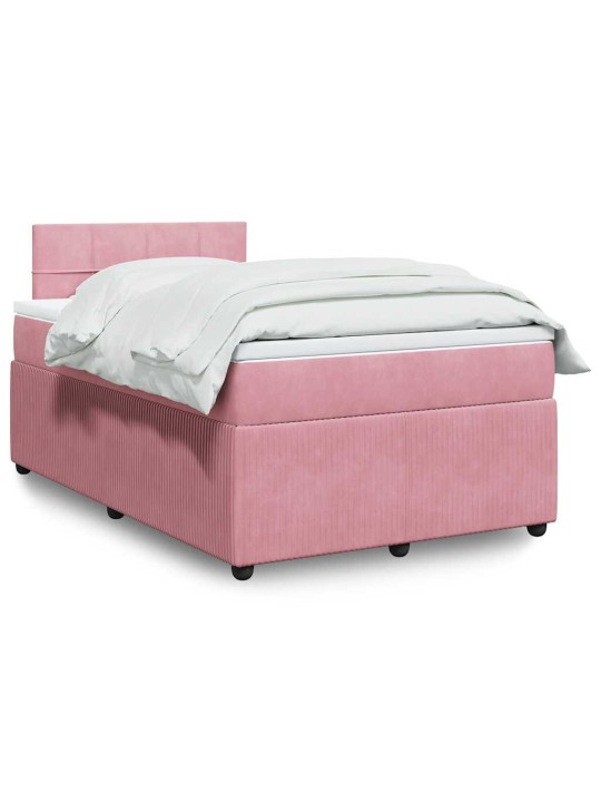 Box spring postel s matrací růžová 120 x 200 cm samet