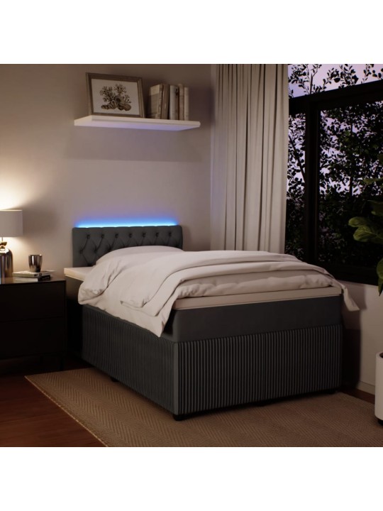 Box spring postel s matrací tmavě šedá 120 x 200 cm samet