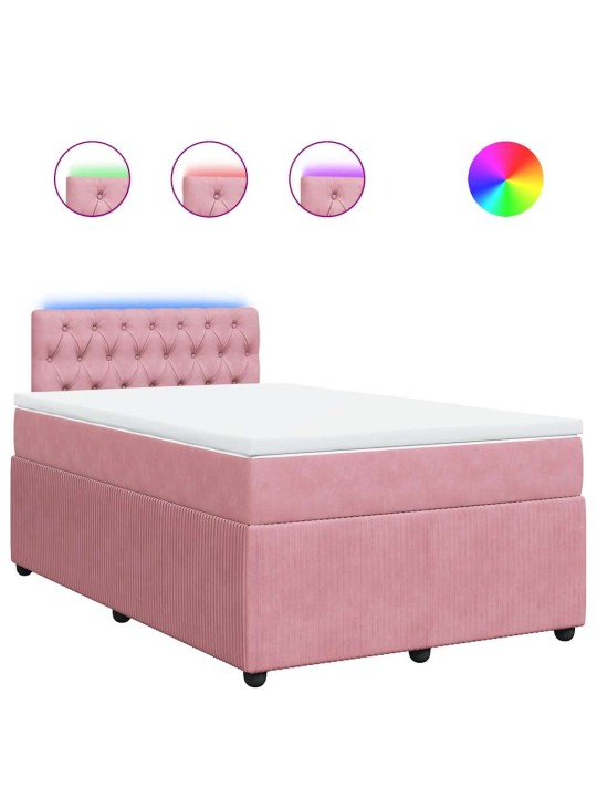 Box spring postel s matrací růžová 120 x 200 cm samet