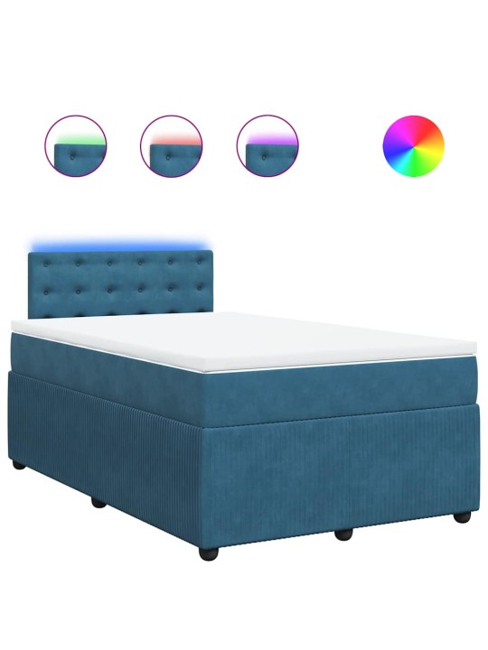 Box spring postel s matrací modrá 120 x 200 cm samet
