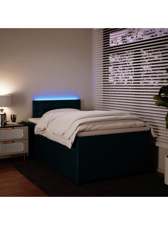 Box spring postel s matrací modrá 120 x 200 cm samet