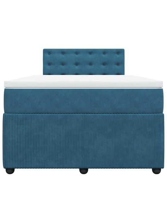 Box spring postel s matrací modrá 120 x 200 cm samet