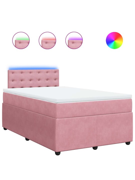 Box spring postel s matrací růžová 120 x 200 cm samet