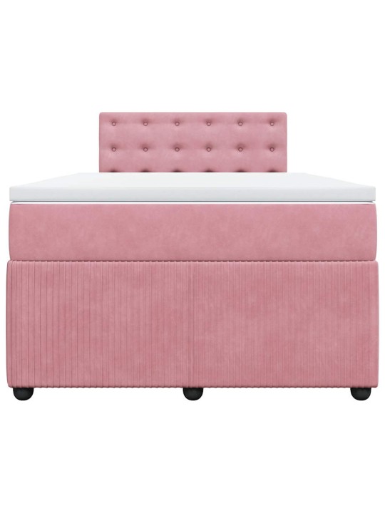 Box spring postel s matrací růžová 120 x 200 cm samet