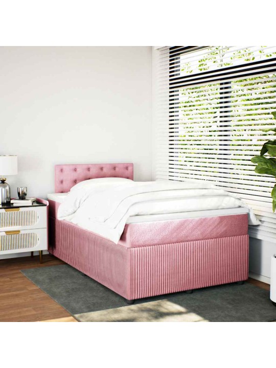 Box spring postel s matrací růžová 120 x 200 cm samet