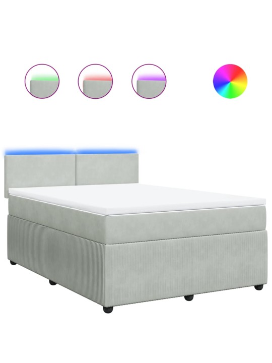 Box spring postel s matrací světle šedá 140x190 cm samet
