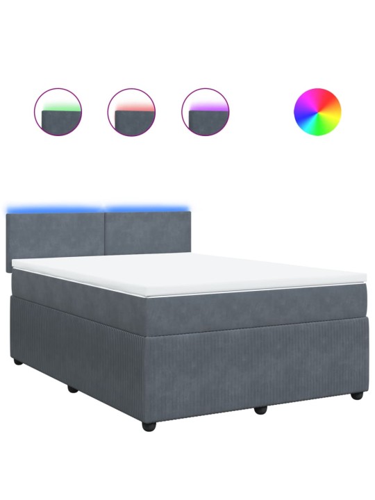 Box spring postel s matrací tmavě šedý 140 x 190 cm samet