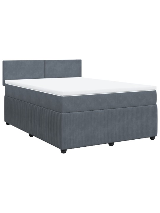 Box spring postel s matrací tmavě šedý 140 x 190 cm samet