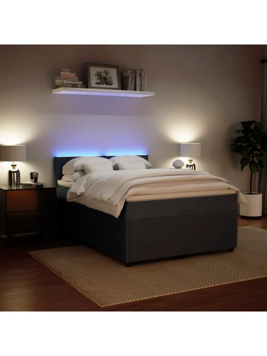 Box spring postel s matrací tmavě šedý 140 x 190 cm samet