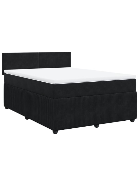Box spring postel s matrací černá 140 x 190 cm samet