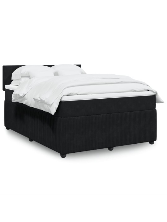 Box spring postel s matrací černá 140 x 190 cm samet