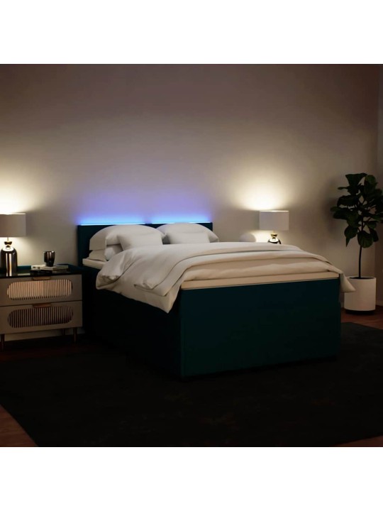 Box spring postel s matrací modrá 140 x 190 cm samet