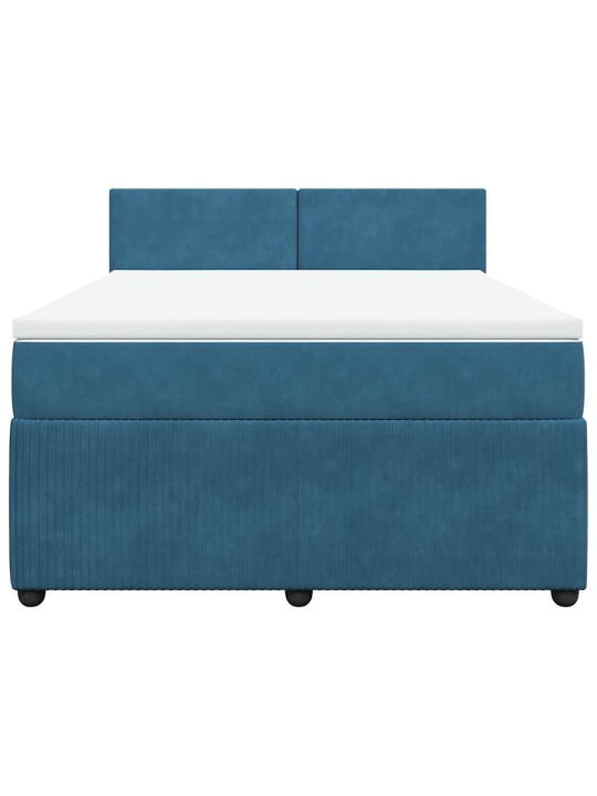 Box spring postel s matrací modrá 140 x 190 cm samet