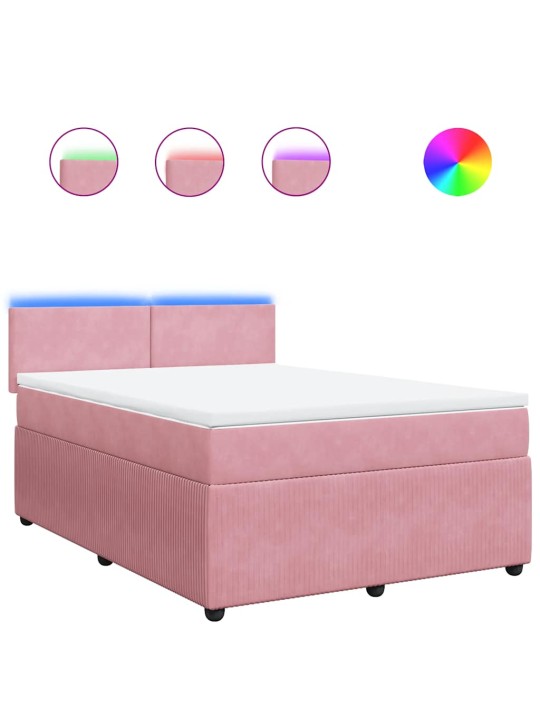 Box spring postel s matrací růžová 140x190 cm samet