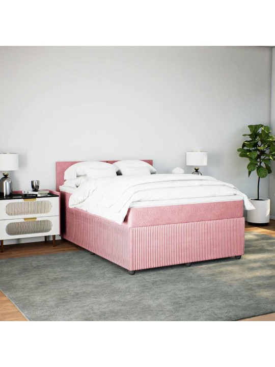 Box spring postel s matrací růžová 140x190 cm samet