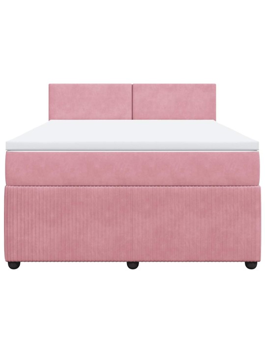 Box spring postel s matrací růžová 140x190 cm samet