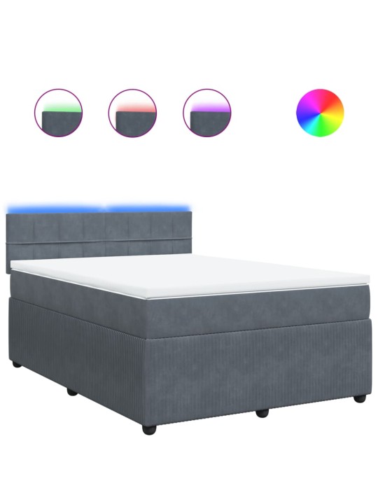 Box spring postel s matrací tmavě šedý 140 x 190 cm samet