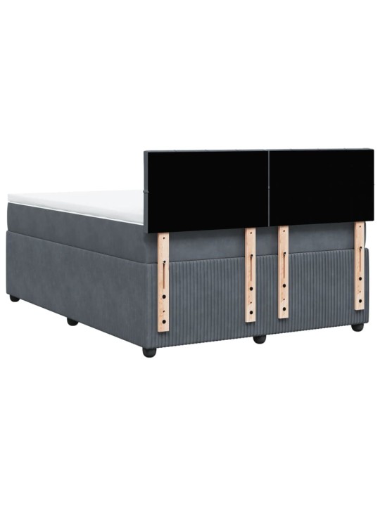 Box spring postel s matrací tmavě šedý 140 x 190 cm samet