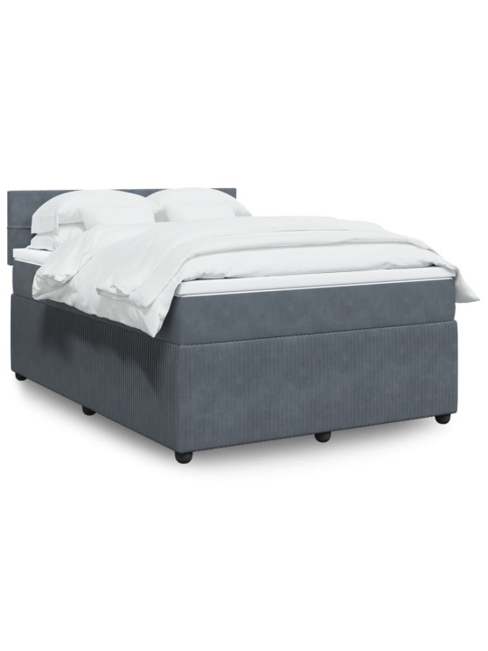 Box spring postel s matrací tmavě šedý 140 x 190 cm samet