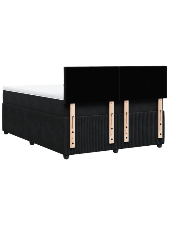 Box spring postel s matrací černá 140 x 190 cm samet