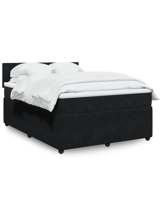Box spring postel s matrací černá 140 x 190 cm samet
