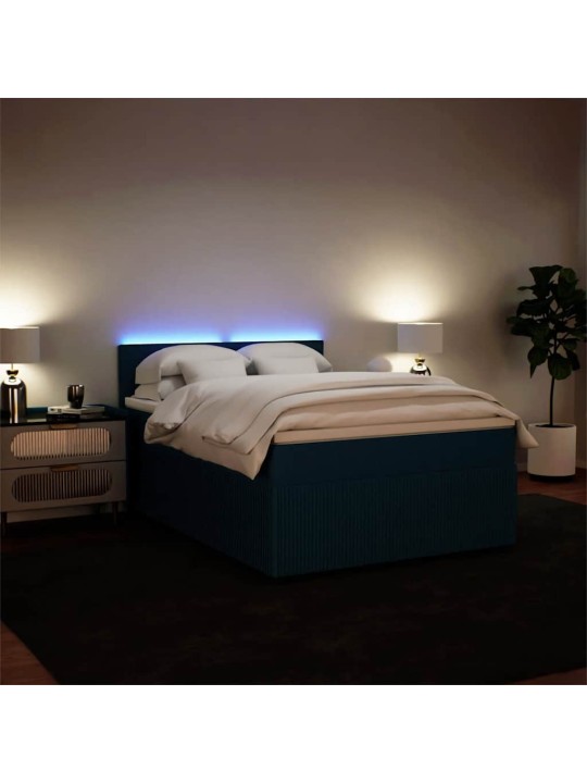 Box spring postel s matrací modrá 140 x 190 cm samet